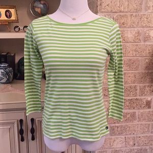 A line Anne Klein sport XS green boat neck top